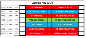 Calendario del Viernes 7 - VII Torneo Internacional de WaterPolo Playa Isla de Tenerife